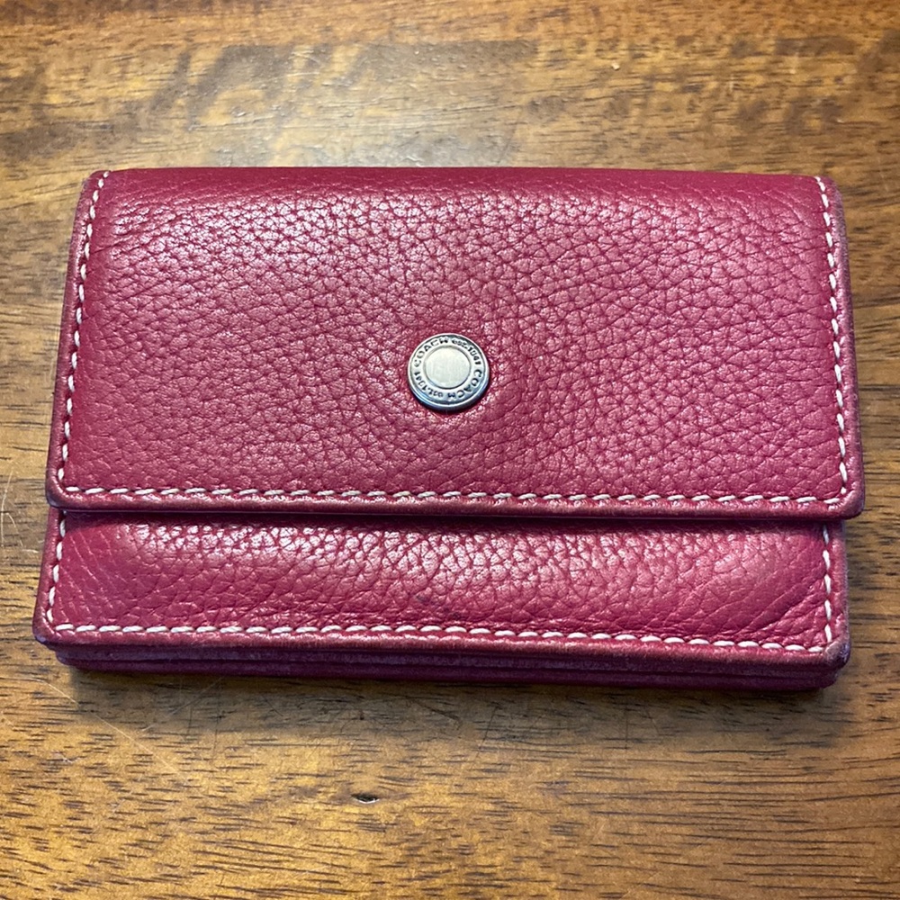 Coach leather hot pink mini wallet card case